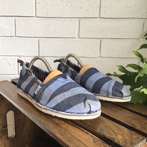 Toms Blue Striped Bimini Drawstring Boat Shoe